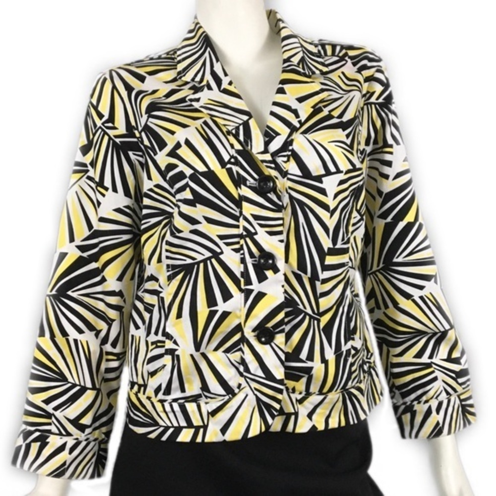 Vintage Y2K Retro Sunburst Abstract Yellow Black White Blazer Scott Taylor